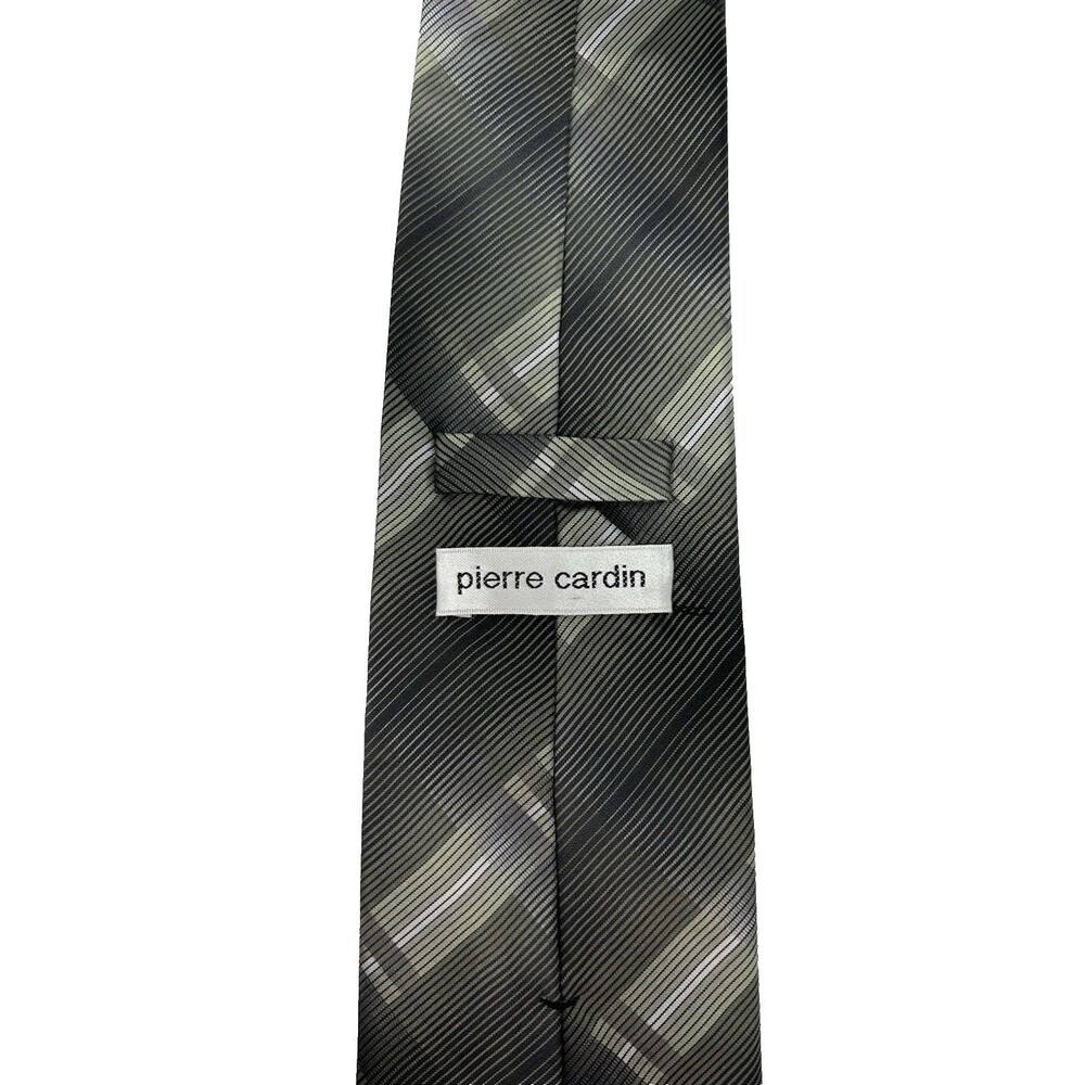 Pierre Cardin Black &‎ Gray Diagonal Striped  100% Silk Tie  57.5" L x 3.75" W - Picture 4 of 6